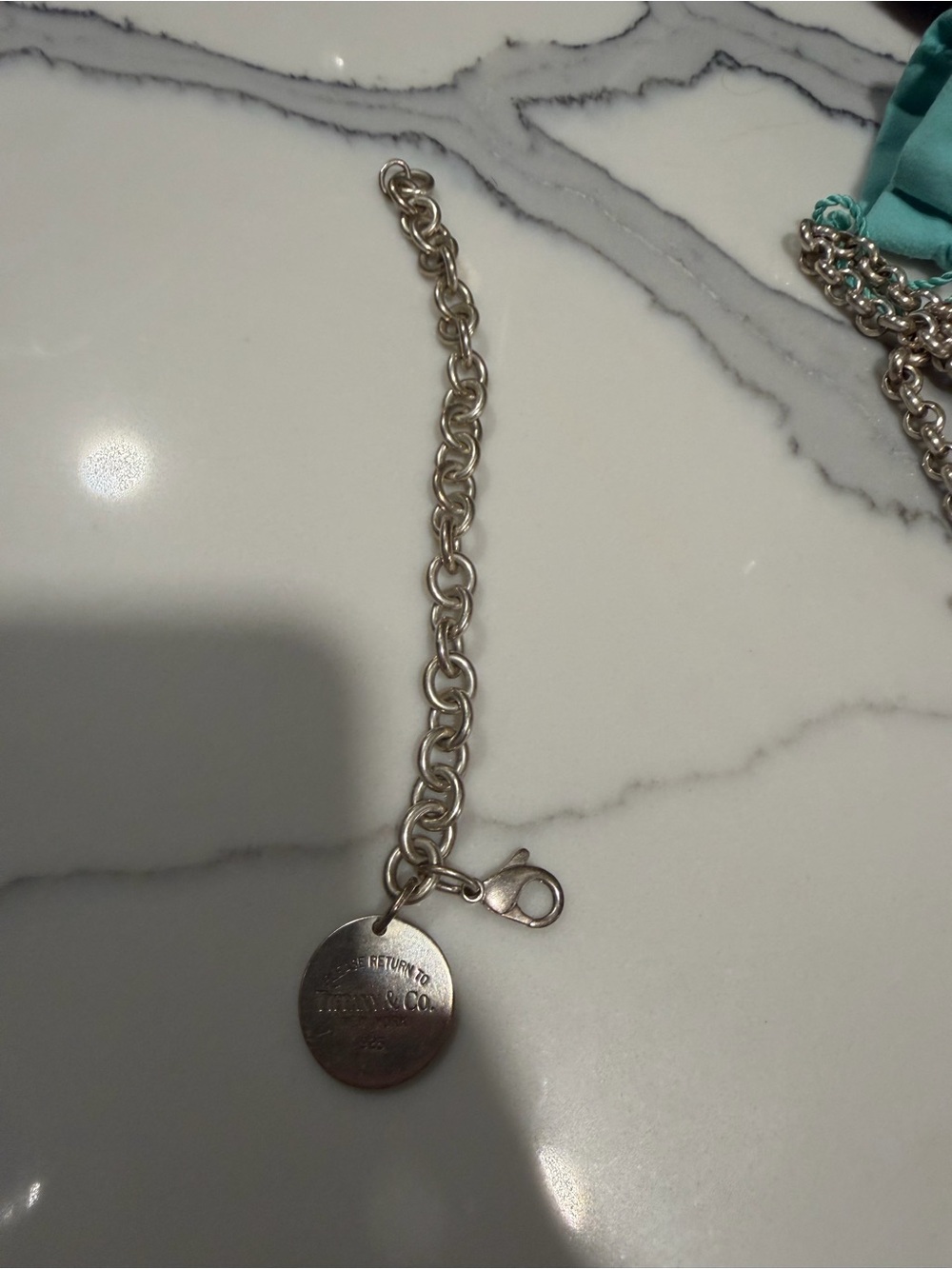 Tiffany & Co. Silver Round Tag Chain Bracelet